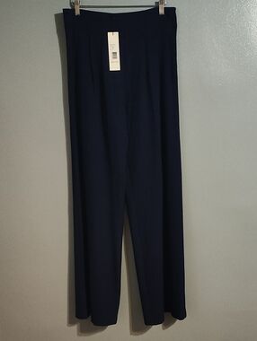 Devlin Classic Wide-Leg Pants in Navy Blue